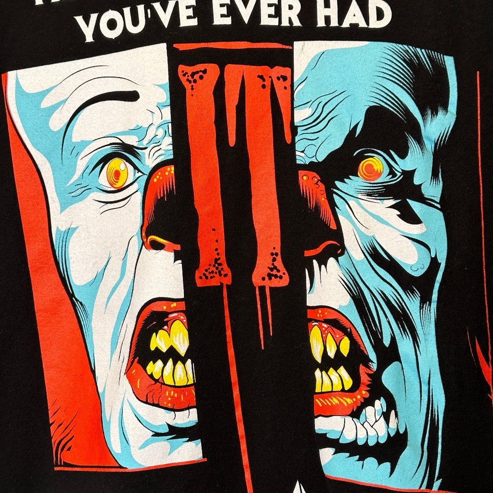 IT The Movie Two Faces Pennywise Graphic Logo Crewneck Short Sleeve Horror Tee - Picture 6 of 9